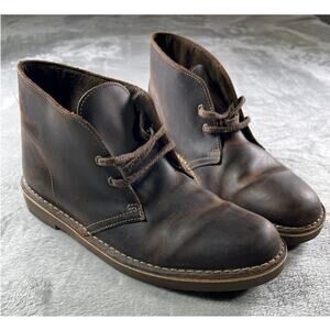 Clarks Bushacre Leather Brown Amazing Patina Chukka Boots Mens 7.5 Womens 9